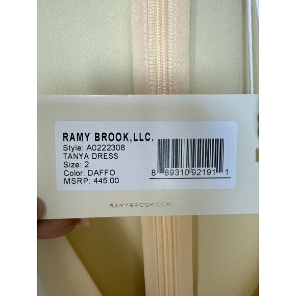 NWT Ramy Brook Tanya V-Neck‎ Satin Long Sleeve Mini Dress Daffodil Yellow Size 2 - Picture 4 of 13